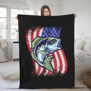 Discover US Bass Fish Fleece Blankets