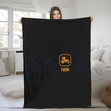 Discover Eat Sleep Farm Repeat Agriculture Rancher Farmer Fleece Blankets