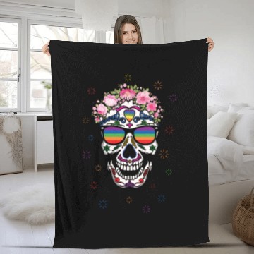 Discover Rainbow Dia De Los Muertos LGBTQ LGBT Pride Month Fleece Blankets