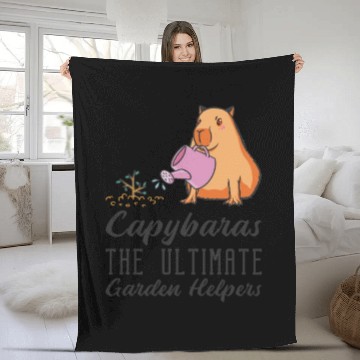 Discover Gardening Capybara Garden Planting Gardener Fleece Blankets