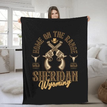 Discover Sheridan Wyoming wild west town Fleece Blankets