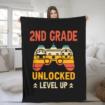 Discover 2nd Grade Unlocked Level Up Video Gamer Back Fleece Blankets