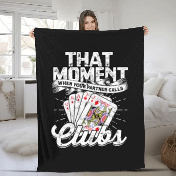 Discover Partner Calls Clubs Card Game Poker Euchre Fleece Blankets