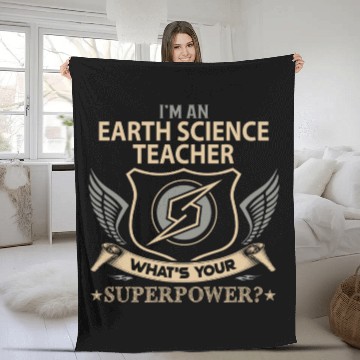 Discover Earth Science Teacher Fleece Blankets - Superpower Job Gif