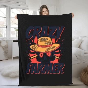 Discover Crazy Farmer Rancher Agribusiness Agriculture Fleece Blankets