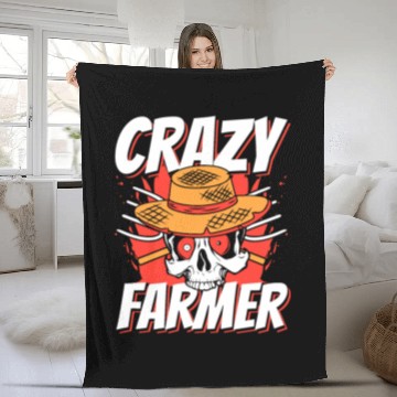Discover Crazy Farmer Rancher Agribusiness Agriculture Fleece Blankets