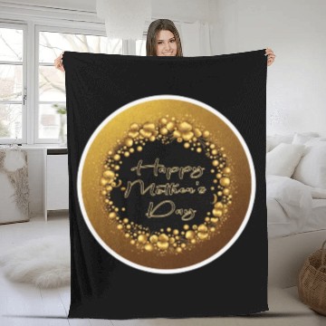 Discover Happy Mother's Day Elegant Gold stickers Fleece Blankets