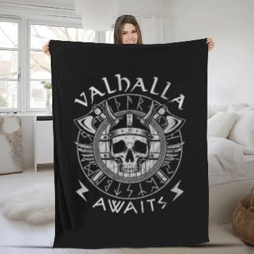 Discover Valhalla awaits Fleece Blankets