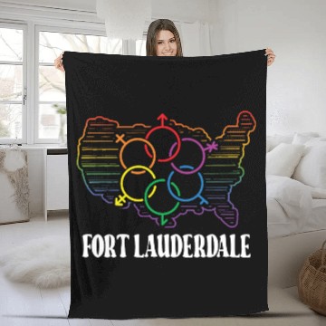 Discover Fort Lauderdale Pride Month Pride Flag LGBT Commun Fleece Blankets