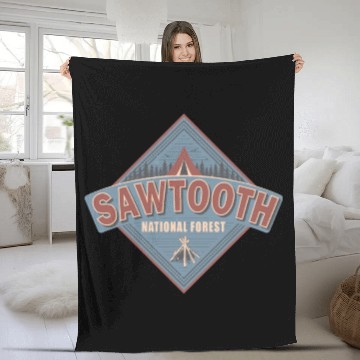 Discover Sawtooth National Forest Idaho Vintage US Camping Fleece Blankets