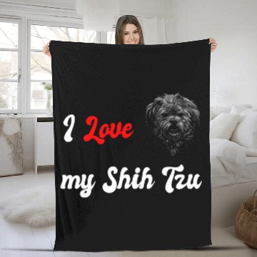Discover I love my Shih Tzu dog design Fleece Blankets