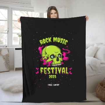 Discover Skull Givin' Raspberry Dk , Rock music Fleece Blankets