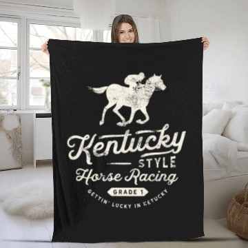 Discover Funny Derby Day Kentucky style horse racing T Shi Fleece Blankets