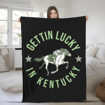 Discover Funny Derby Vintage Getting Lucky In Kentucky Hor Fleece Blankets