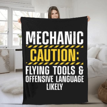 Discover Funny Mechanic Art For Men Drag Racing Garage Guy Fleece Blankets