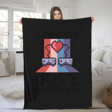 Discover Valentine's Day Gamer Playing Video Game Couples Fleece Blankets