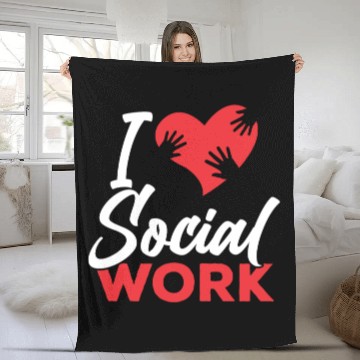 Discover I Love Social Work Job Worker Graduation Fleece Blankets