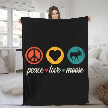 Discover Vintage Peace Love Moose Funny Moose Lover Gift Fleece Blankets