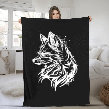 Discover Elegant Fox In T Tattoo Ink Fleece Blankets