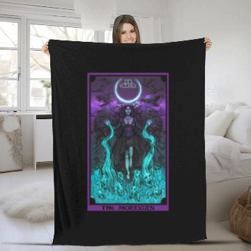 Discover The Goddess Morrigan in Death Tarot Card Fleece Blankets