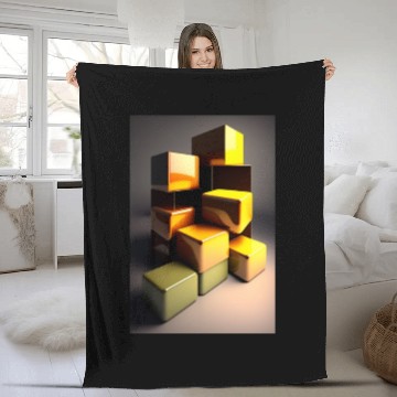 Discover Gold Cubes Fleece Blankets