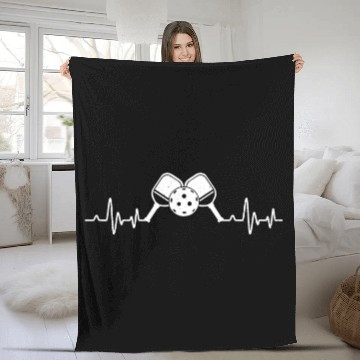 Discover Pickleball Heartbeat EKG Pickleball Paddle Funny Fleece Blankets