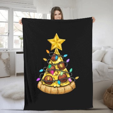 Discover Christmas Pizza Christmas Light Fleece Blankets
