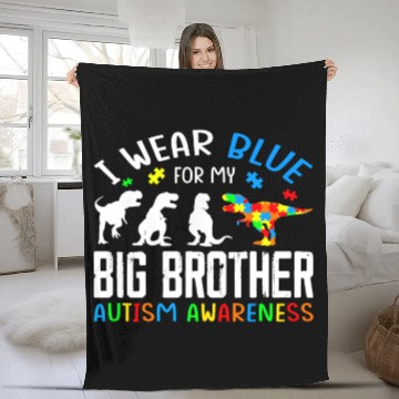 Discover I Wear Blue For My Big Brother Autism Awarenes Fleece Blankets