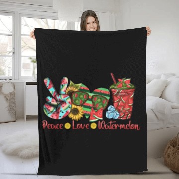 Discover Peace Love Watermelon Fleece Blankets