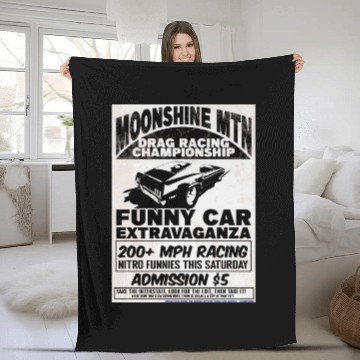 Discover Vintage Hot Rod Classic Drag Racing Poster Fleece Blankets