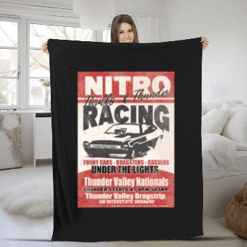 Discover Vintage Hot Rod Classic Funny Drag Racing Poster Fleece Blankets