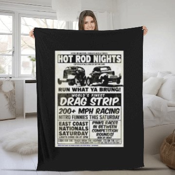 Discover Vintage Hot Rod Classic Drag Racing Poster #9 Fleece Blankets