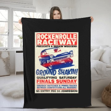 Discover Vintage Hot Rod Classic Drag Racing Poster Fleece Blankets
