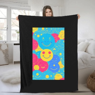 Discover Smile Emotions Happiness Colorful Positive Design Fleece Blankets