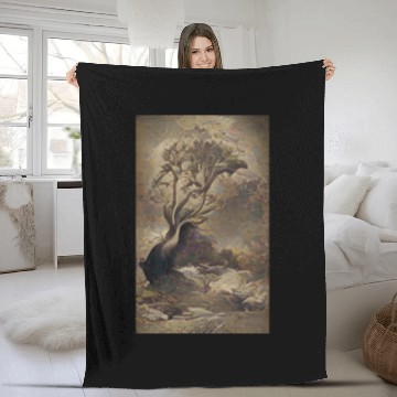 Discover Dark Old School Painting Vintage Tree Design Fleece Blankets