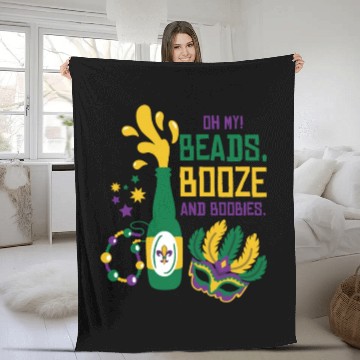 Discover Mardi Gras Carnival Mask Beer Beads Boobies Fleece Blankets