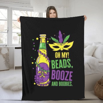 Discover Mardi Gras Carnival Mask Beer Beads Boobies Fleece Blankets