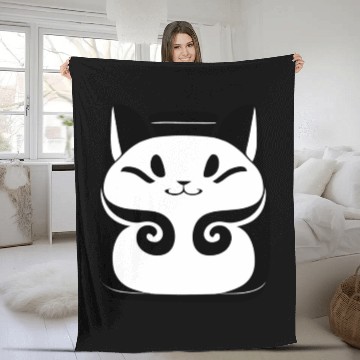 Discover Maneki Neko Symbol of Luck Fleece Blankets