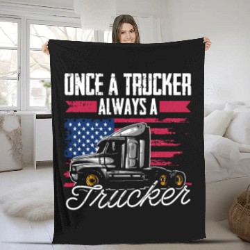 Discover Truck Driver Us Flag Old Man Trucker Fleece Blankets