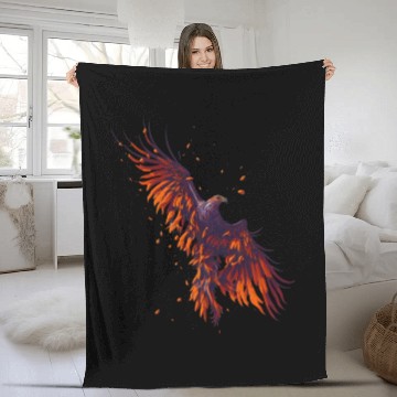 Discover Hawk flying Fleece Blankets