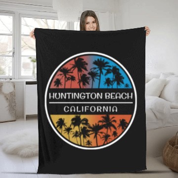Discover Huntington Beach California Stylish Vacation Fleece Blankets