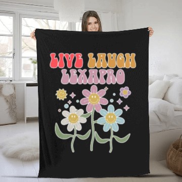 Discover Live Laugh Lexapro Groovy Mental Health Fleece Blankets