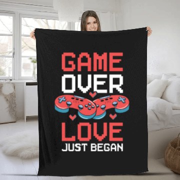 Discover Valentine's Day Gamer Playing Video Game Couples Fleece Blankets