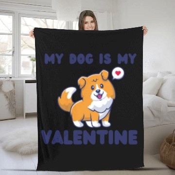 Discover my dog is my valentine for dog lover Fleece Blankets