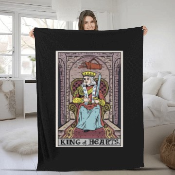 Discover King of Hearts Tarot Card Fleece Blankets