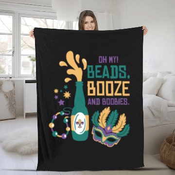Discover Mardi Gras Carnival Mask Beer Beads Boobies Fleece Blankets
