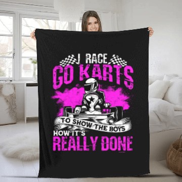 Discover Go Kart Racer Pit Crew Car Racing Karting Fleece Blankets