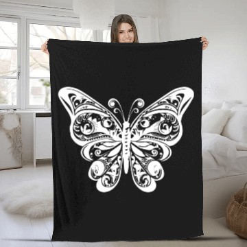 Discover Elegant Vintage Butterfly Tattoo Style Fleece Blankets
