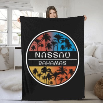 Discover Nassau Bahamas Stylish Vacation Souvenir Palm Tree Fleece Blankets