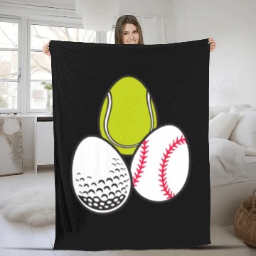 Discover Sports Easter Egg Tennis Athletic Baseball Game Fleece Blankets